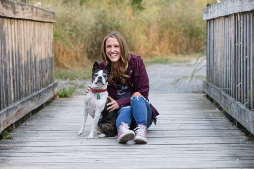 Senior Picture: Girl on bridge with dog