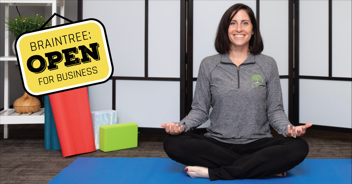 Nutured Roots Owner Jennifer Lynn practices yoga in her studio