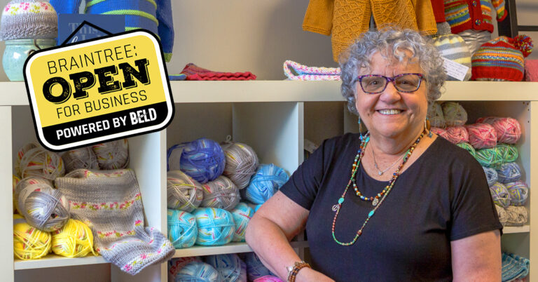 Wicked Good Yarns is a small business and community gathering spot run by Joann Walsh-Hawkes of Braintree. (Photo: Mark Hunt)